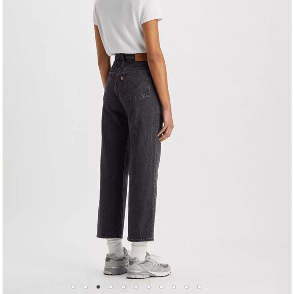 Levi’s Ribcage High Rise Distressed Black Ankle Straight Jeans 28 - Picture 13 of 13